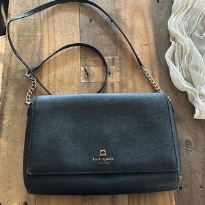 Black and gold Kate Spade cross body purse
